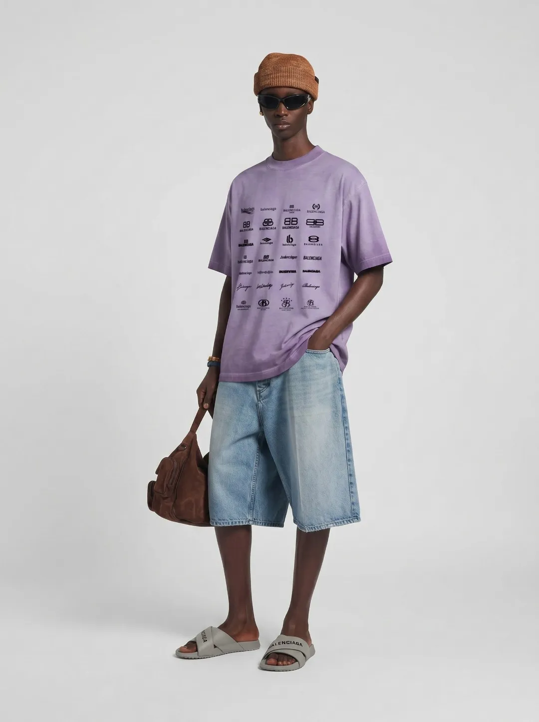 P90✨🔥 [balenciaga] 2026FW Paris lettering short-sleeved T-shirt Premium 26s double yarn 300g fabric, washed and sprayed with old and frayed craftsmanship Color: washed brown, washed Purple, washed Gray Size: S M L XL 2XL